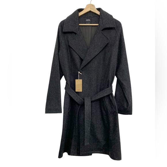 NWT A.P.C Bakerstreet Wool Belted Jacket Coat Dark Gray Size S - Picture 10 of 16